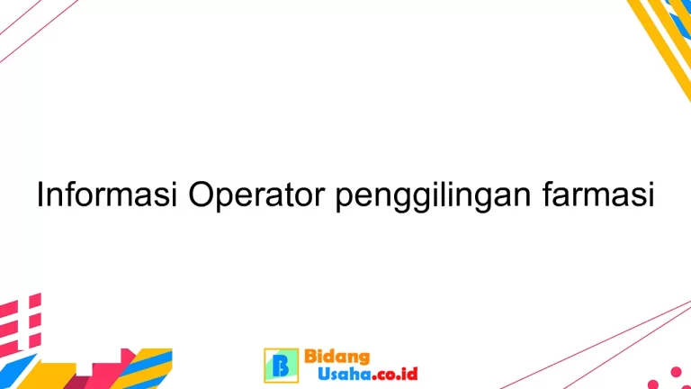 Informasi Operator penggilingan farmasi