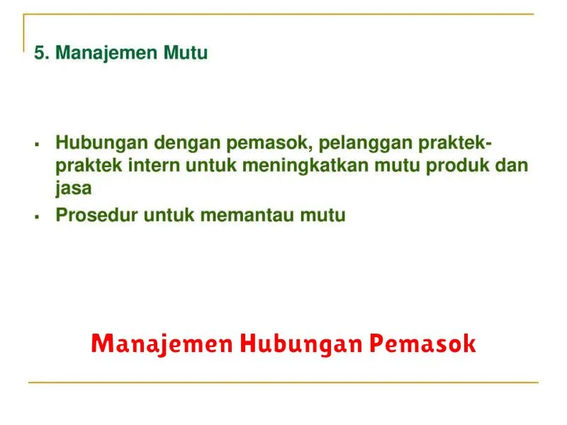 Manajemen Hubungan Pemasok